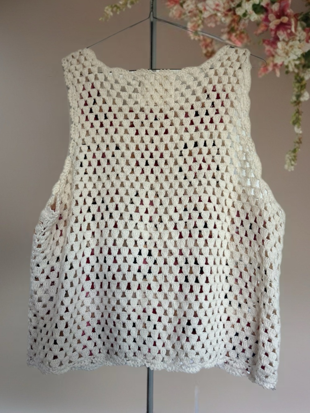 Lucky Brand Crochet Vest Top Small Red, Pink & Black - Picture 4 of 8